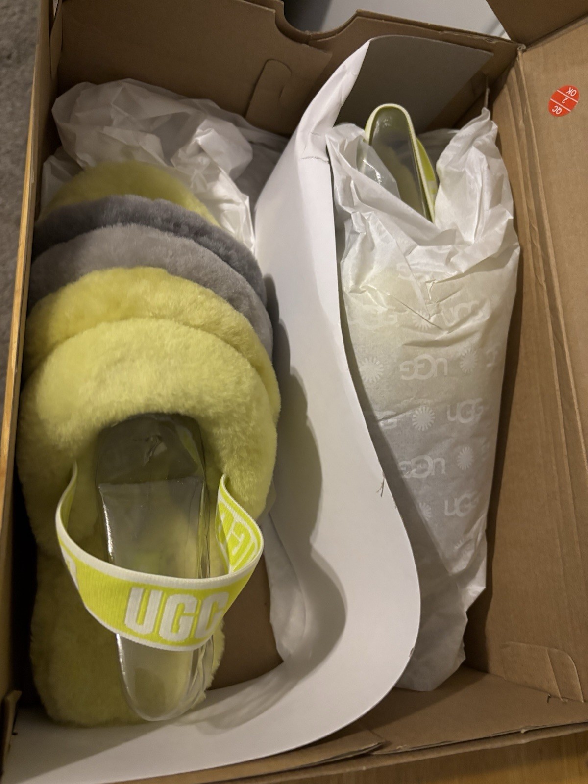 Ugg Women’s Fluff Yeah Slide Slipper Sulfur Yellow US 7 Eu38 New Sale Priced