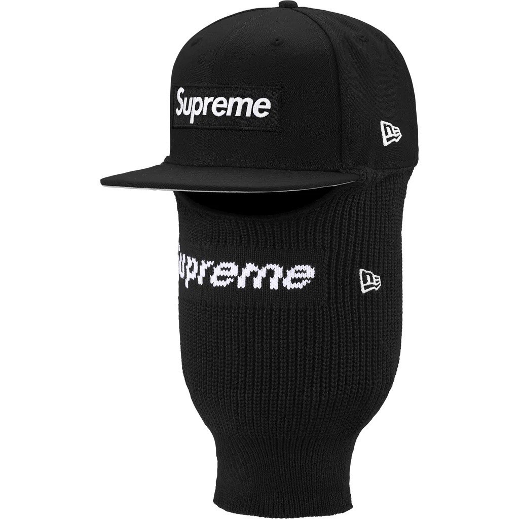 NWT Supreme Box Logo New Era + Balaclava Black FW25 Size 7 5/8 Hat Cap Mask