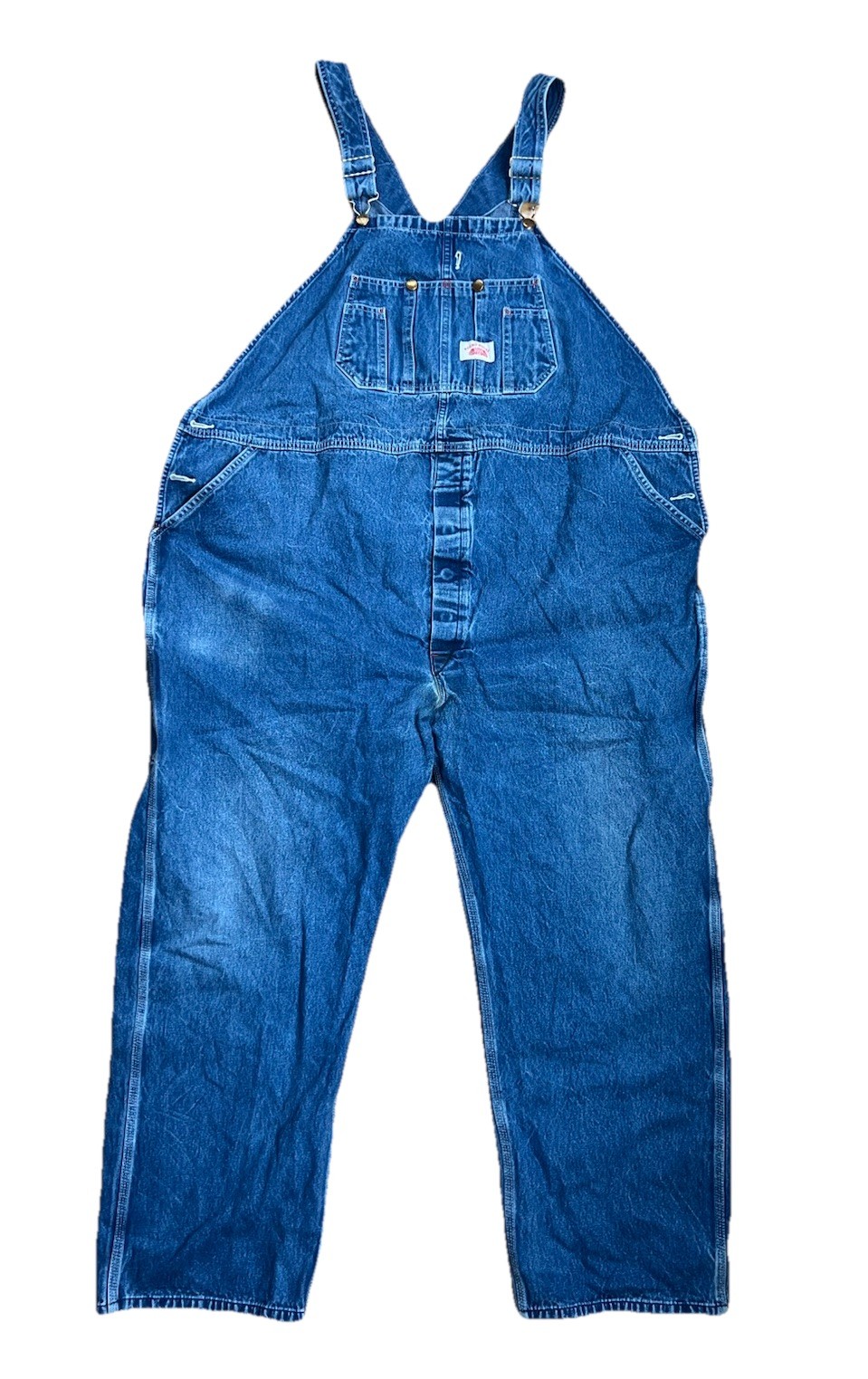 Round House Denim Cargo Bib Overalls Men’s Size 52×32 Coveralls Classic Blue