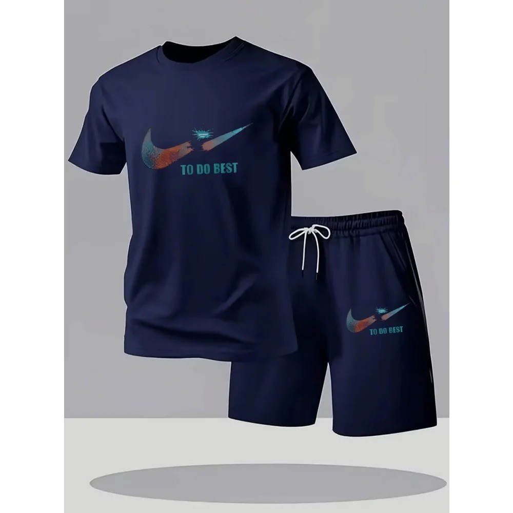 Men’s Summer Sports Set Short Sleeve T-Shirt & Shorts 2-Piece Outfit