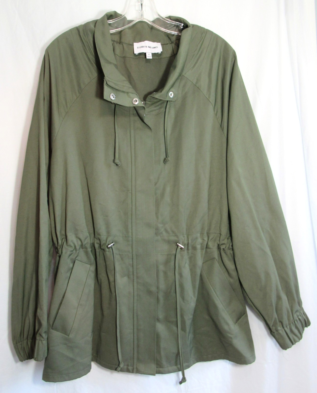Elizabeth & James Green Zip Snap Down Long Sleeve Utility Jacket Size Medium EUC