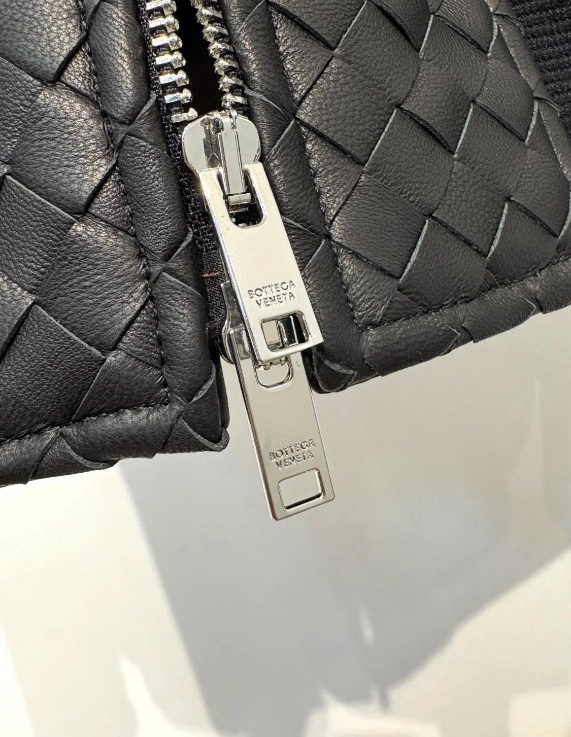 Men’s Black Intrecciato Woven Lambskin Blouson Jacket