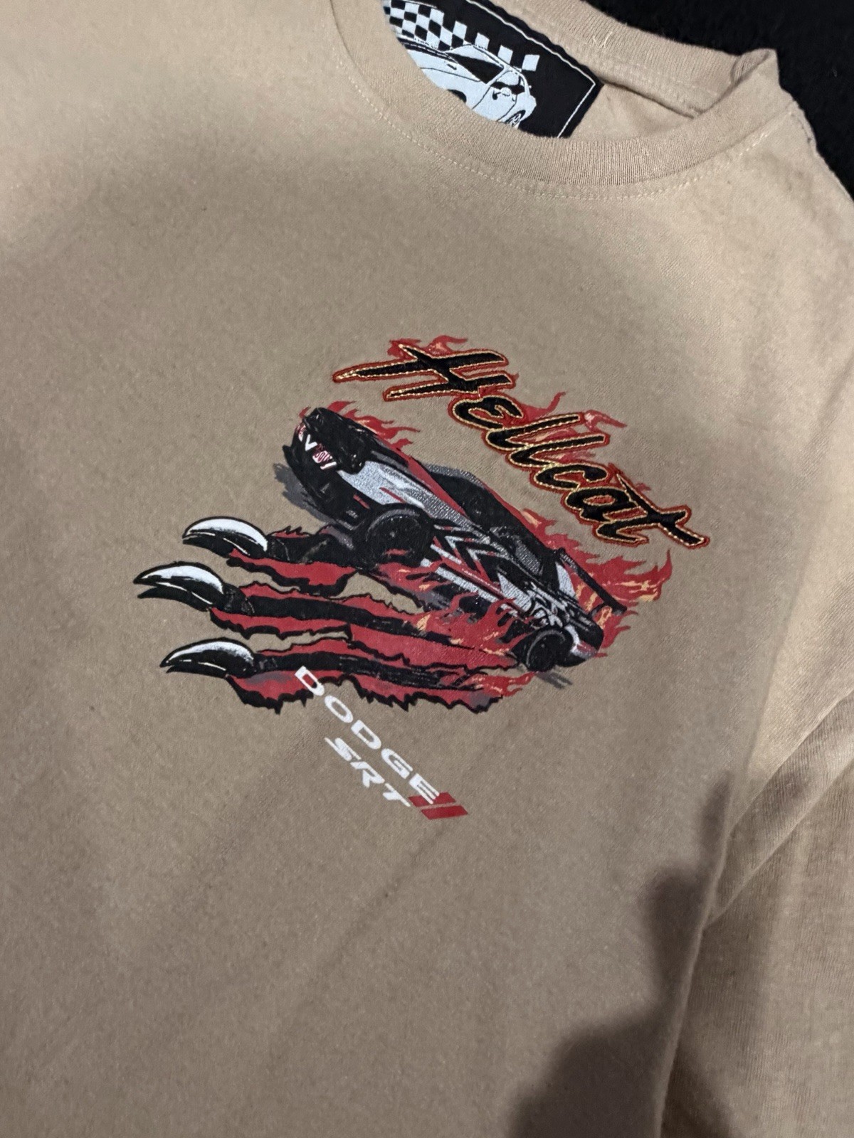 Dodge x Reason Beige Hellcat Raising Hell Graphic Men’s T-Shirt XL