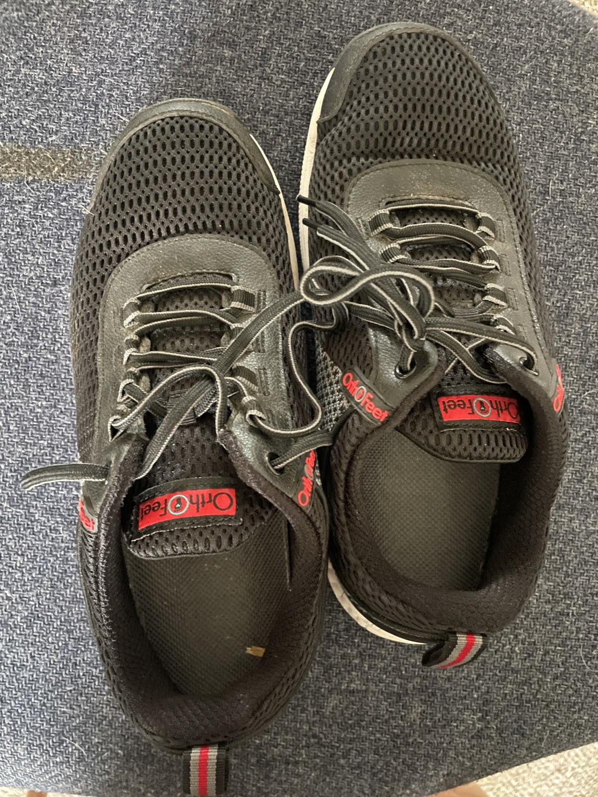 Ortho Feet Orth Feet Men’s 9.5 2E Black Gray With Red Logo And Accent Stripe Tab