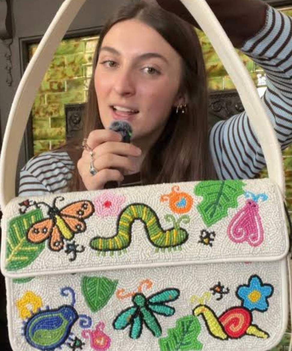 NEW Staud Tommy Beaded Shoulder Bag Bug Out Insects Butterfly Snail Summer RARE!
