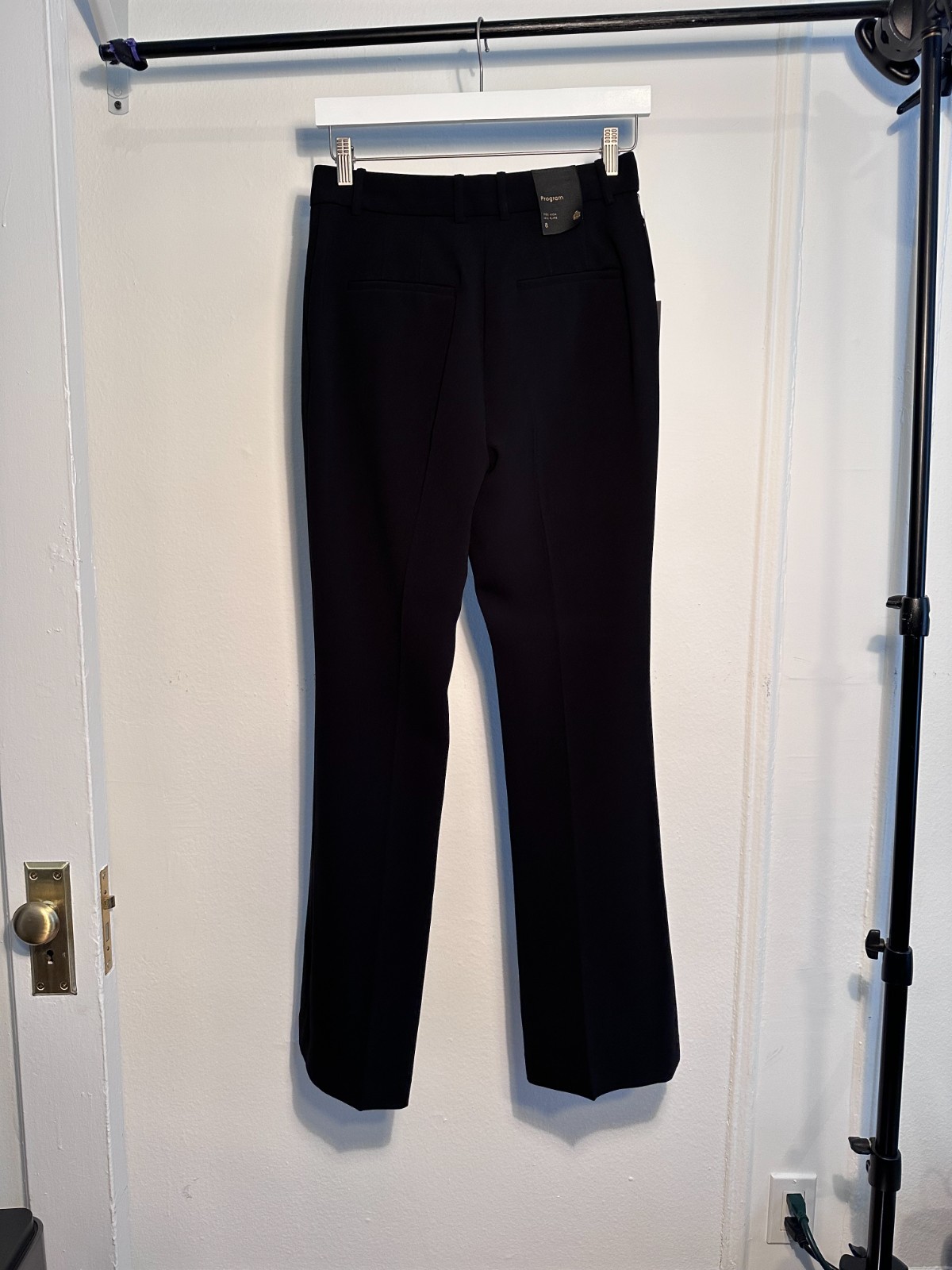 Babaton dress pants program black trousers size 8 high rise flared leg Aritzia