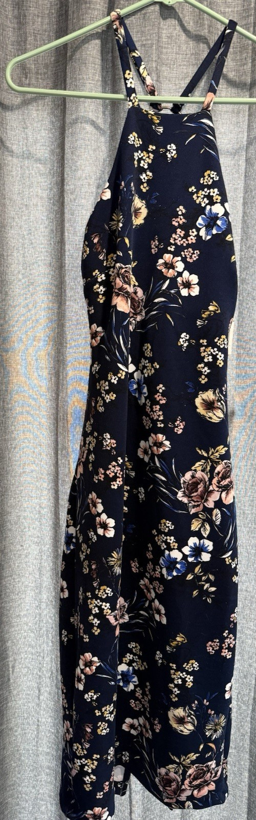 Rebecca B Womens Floral Maxi Dress Sz 6 Boho Halter w/gold ring detail slit NWT