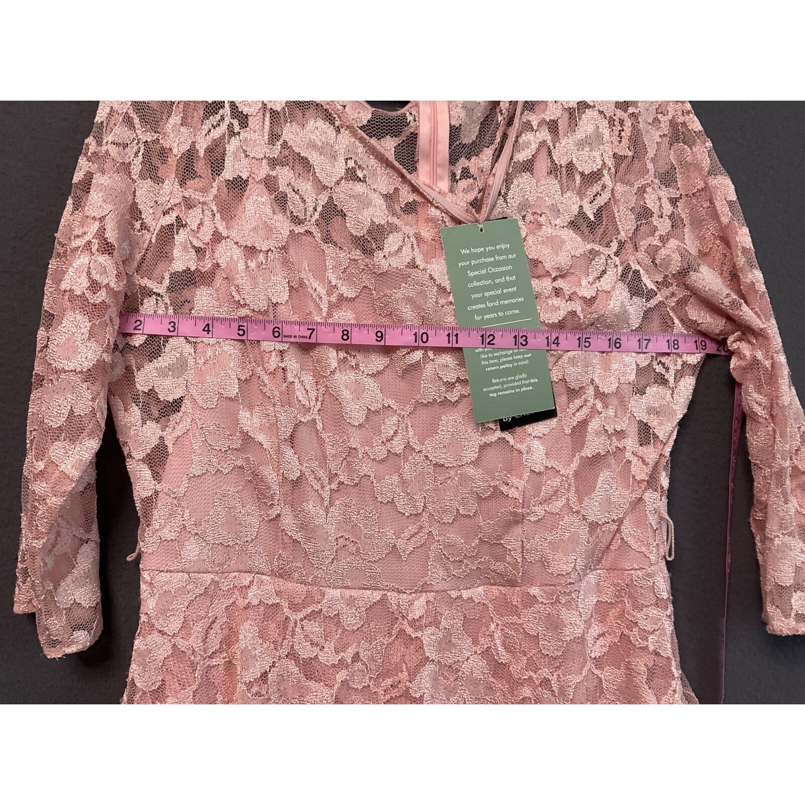 Chetta B Pink Floral Lace Maxi Dress Womens Size 12 Lined Formal Gown No Belt