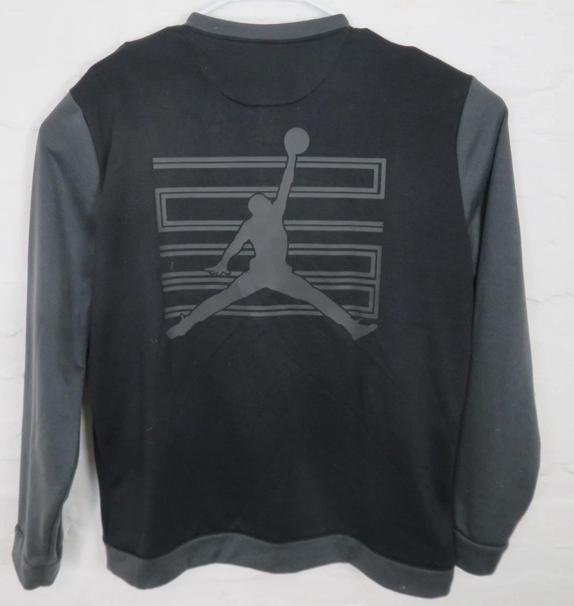 Air Jordan 11 Retro Snap Jacket Men Large Nike Black Gray AH1549-010 Y2K Dry Fit