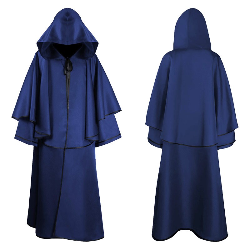 Hooded Monk Cloak Long Sleeve Wizard Robe Reaper Halloween Costume 5 Colors