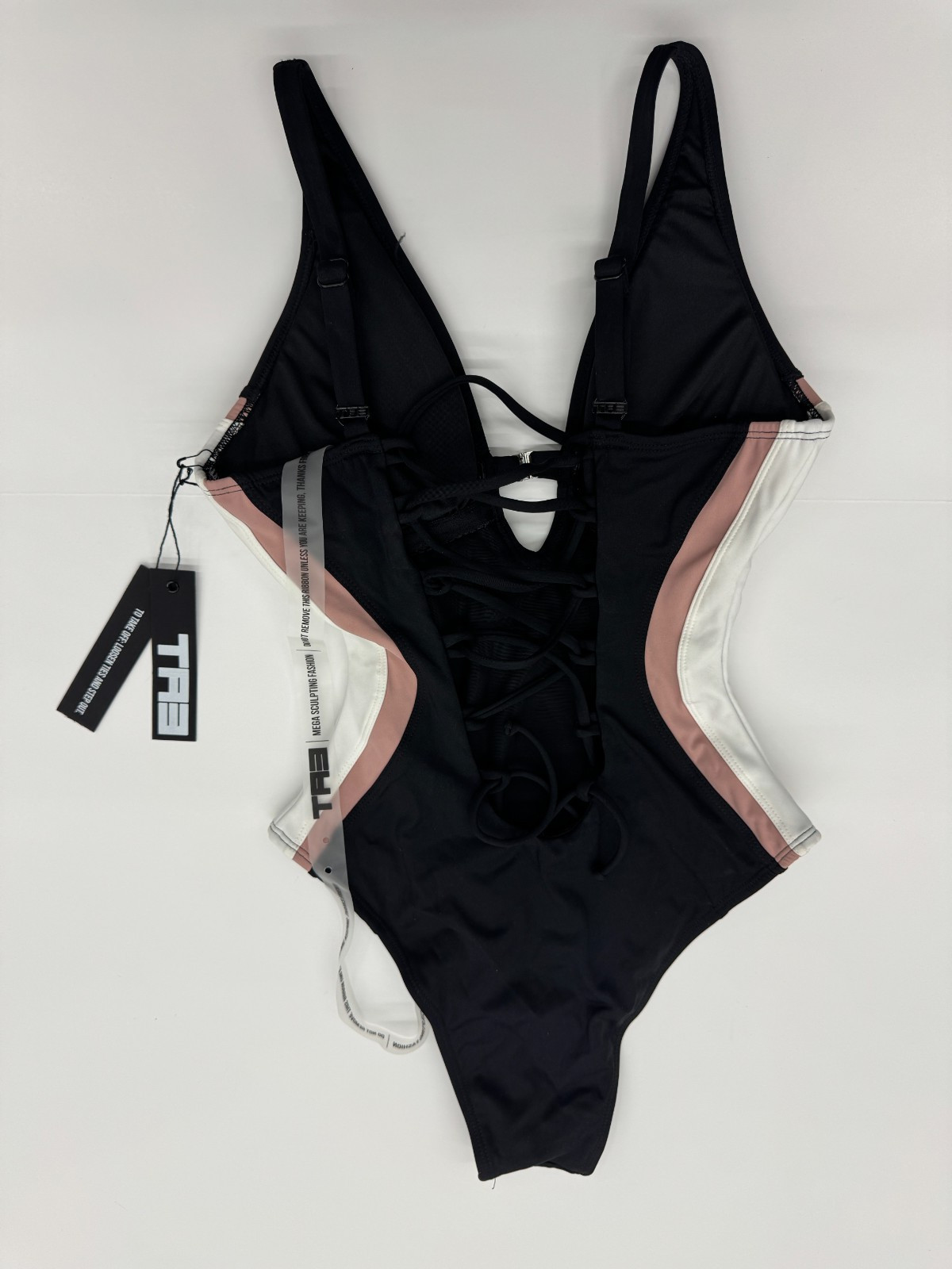 TA3 BRAZILIAN PLUNGEY KEYHOLE ONE PIECE SWIMSUIT BLACK ROSE SIZE M REG/LONG MED