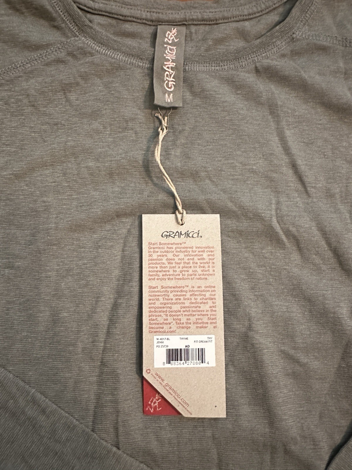 NWT Gramicci Jenni Hemp Organic Cotton Long Sleeve Shirt Thyme Green Medium