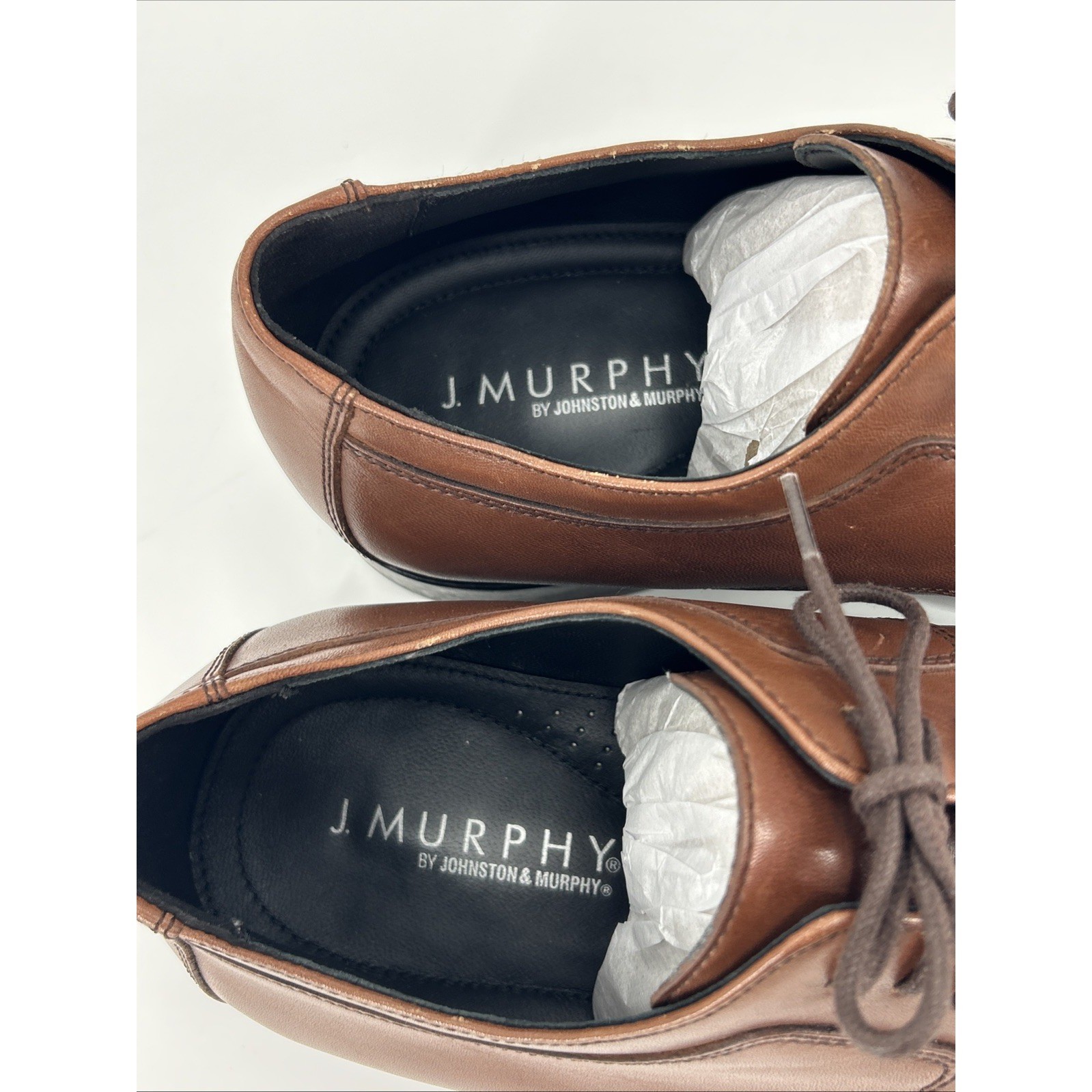 Johnston & Murphy Mens Brown Leather Cap Toe Oxford Dress Shoes Size 12W
