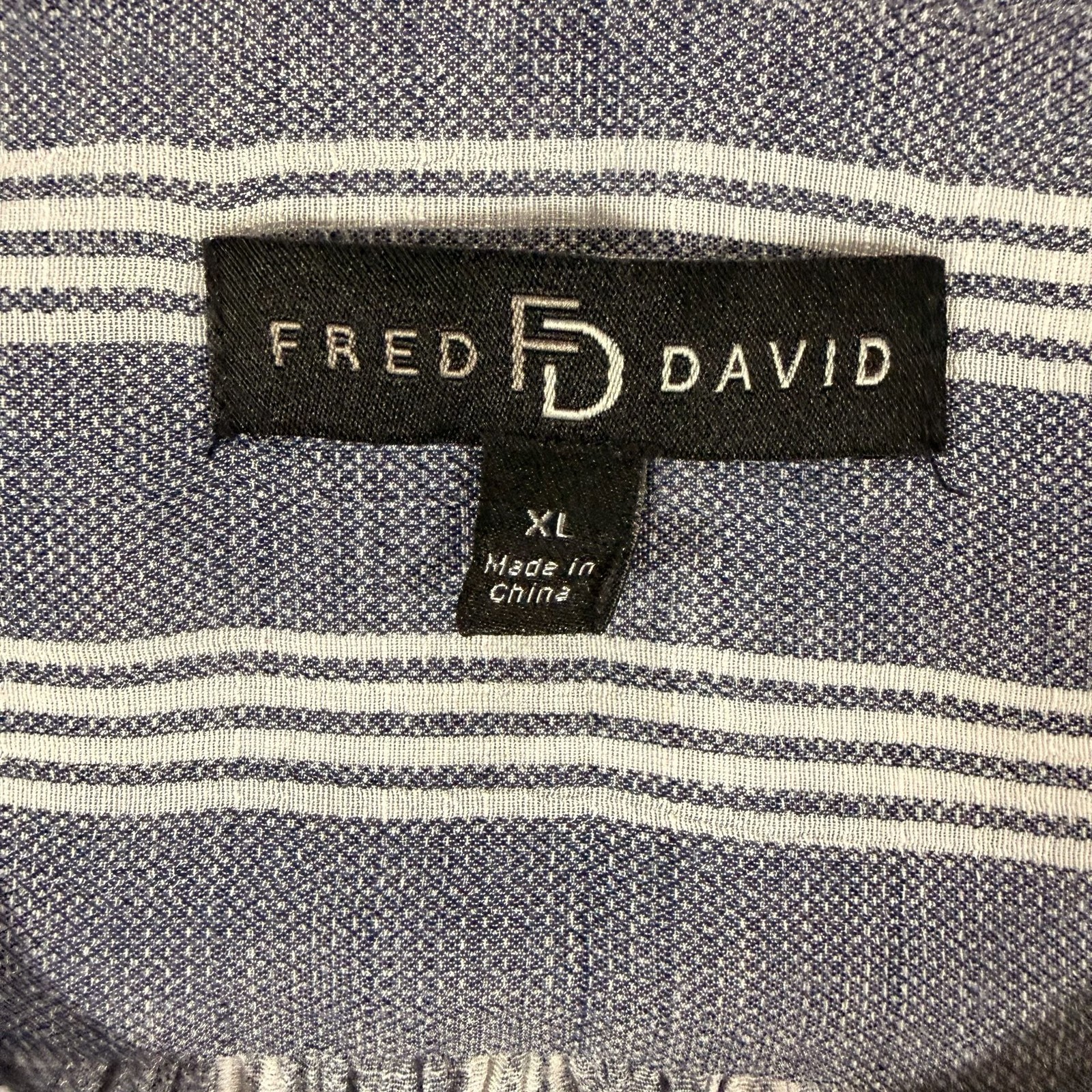 Fred David Women’s Gray and White Striped V-Neck 3/4 Sleeve High-Low Blouse