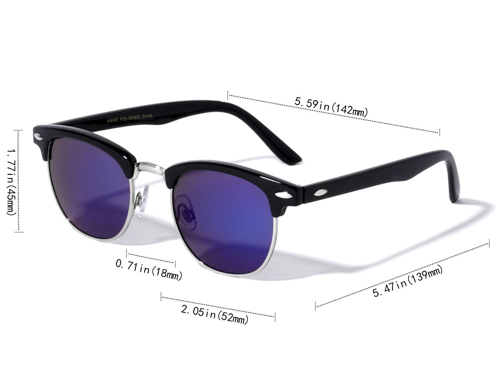 Retro Vintage Polarized Sunglasses Mens UV400 Half Metal Frame Club Sunglasses