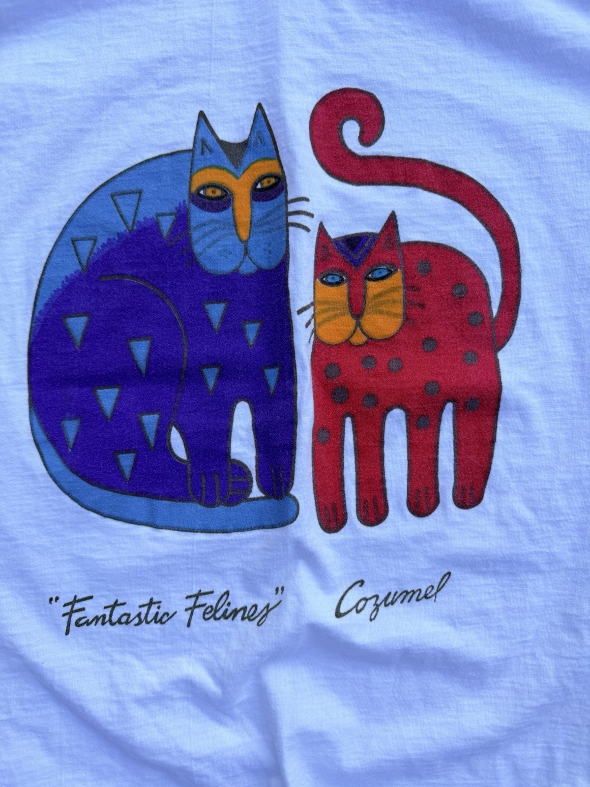 Vintage 90s Cat Tshirt Size Medium Classic Art Fantastic Felines Grandma Core