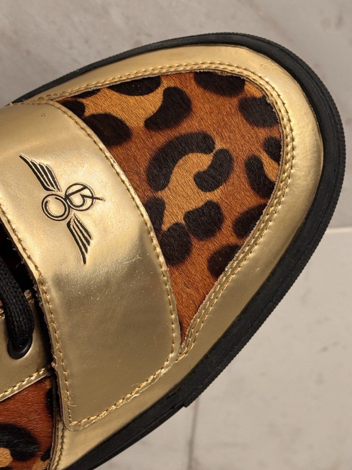 Creative Recreation Cesario men’s Hi Top sneakers Gold Leather Animal Print 10 M