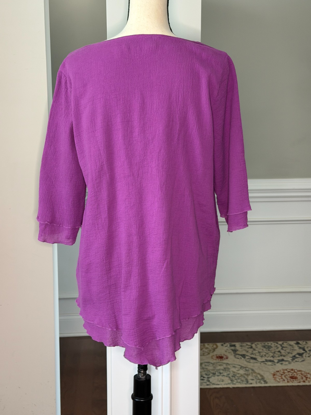 Soft Surroundings Siesta Key Tunic Purple Gauze Layered Hem Beachy Blouse Sz M