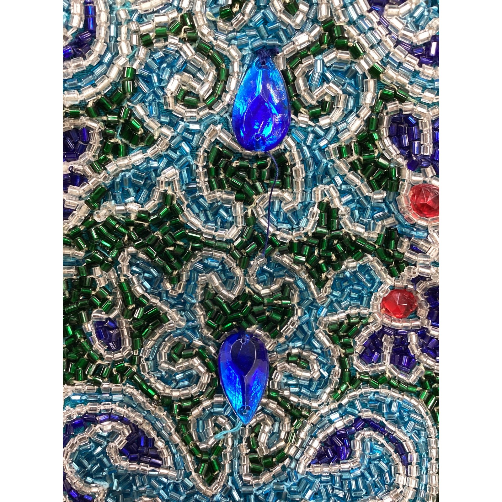VTG Nadeem Khan For Saks Fifth Avenue Top Women’s SZ M Totally Beaded Turquoise