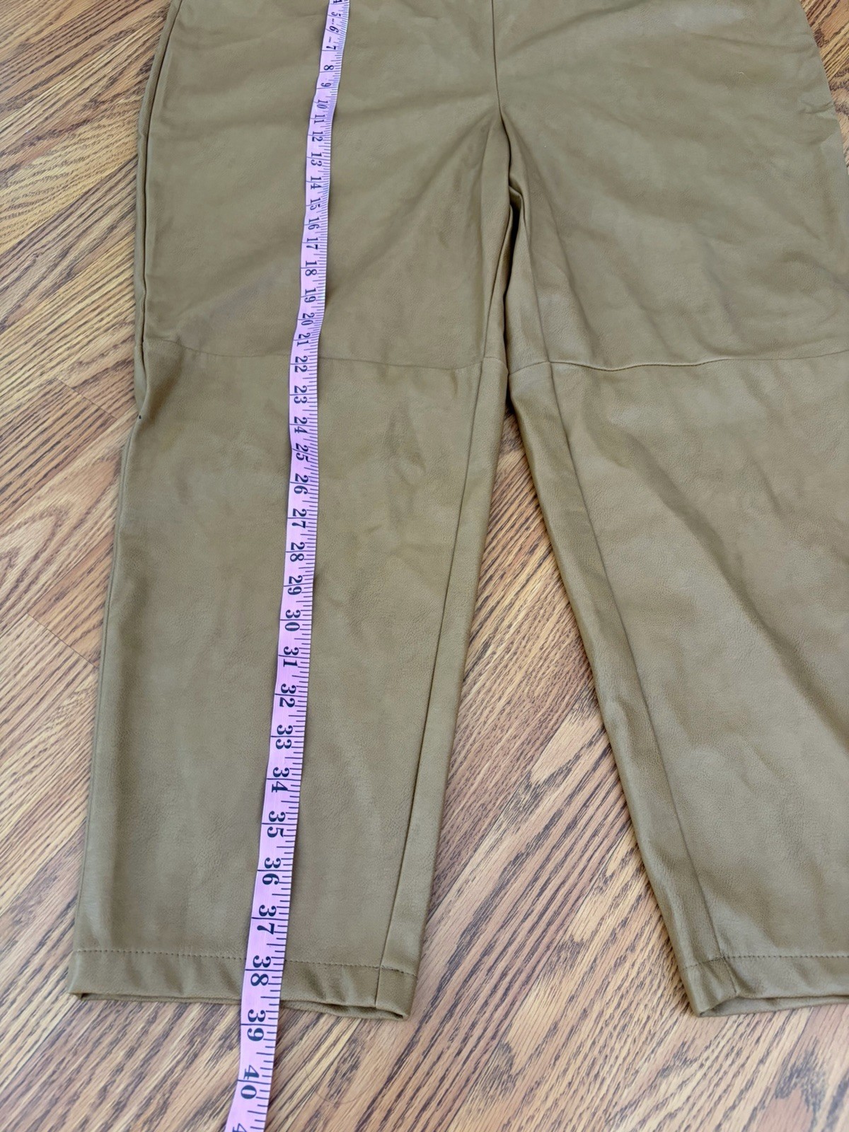 Women’s Camel Faux Leather Leggings Pants Stretch Elastic Waist Plus Size