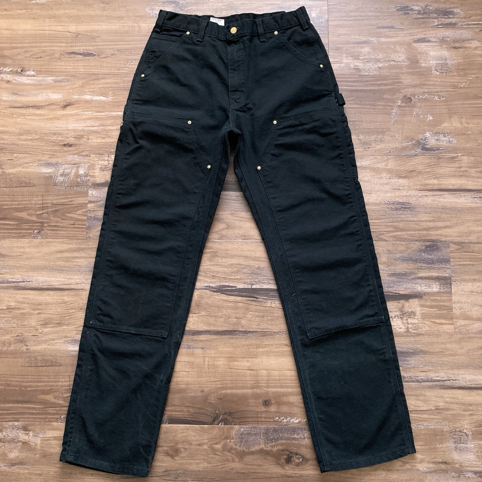 Carhartt B01 BLK Double Knee Work Pants Mens 33×34 Dungaree Fit