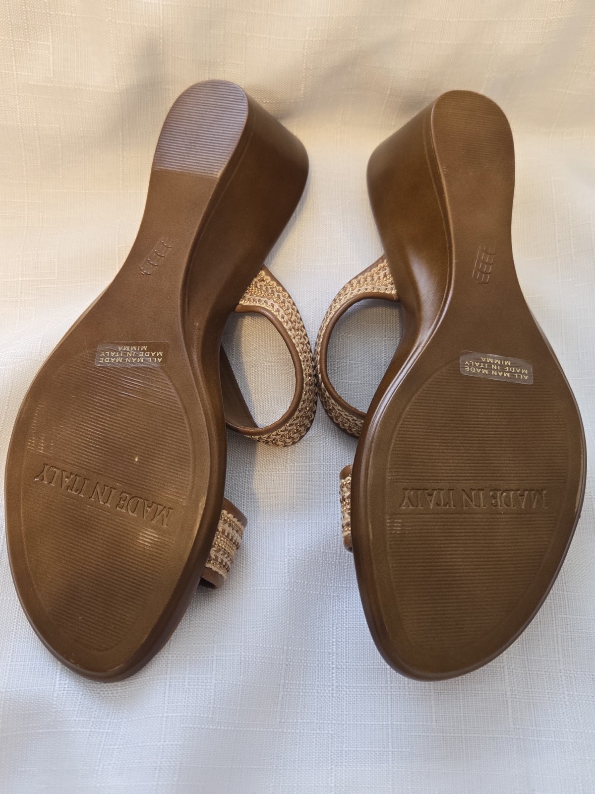 Toscanella Women’s Made In Italy Wedge Slip On Open Toe Sandal Size 8