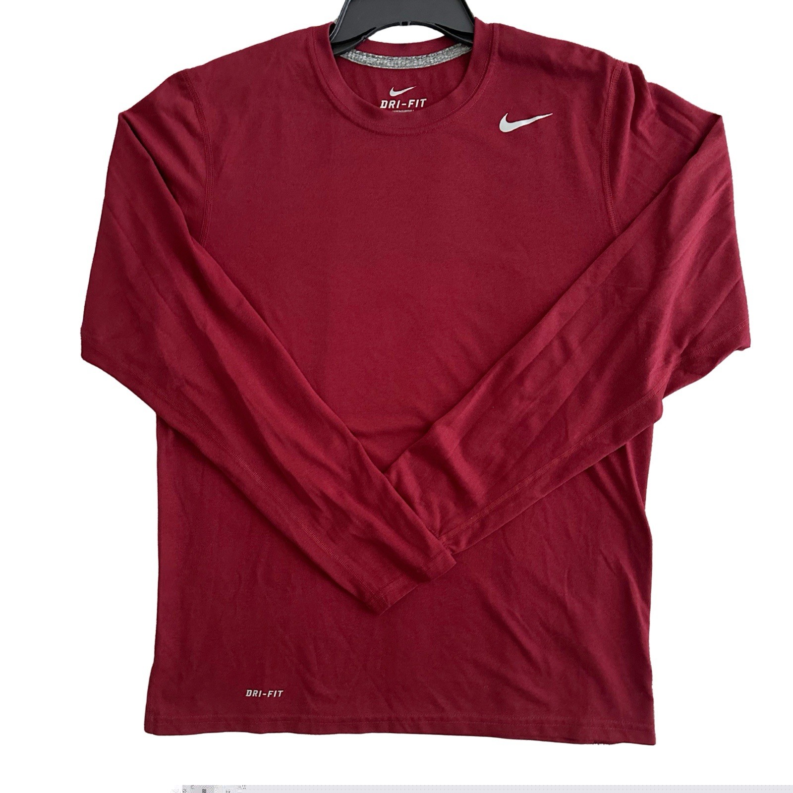 Nike Dri-FIT Mens Medium Maroon Long Sleeve Performance Shirt Athletic Running