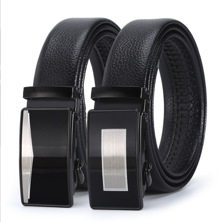 Men’s Belt Leather Ratchet Belts Automatic Buckle 1.37inch Width