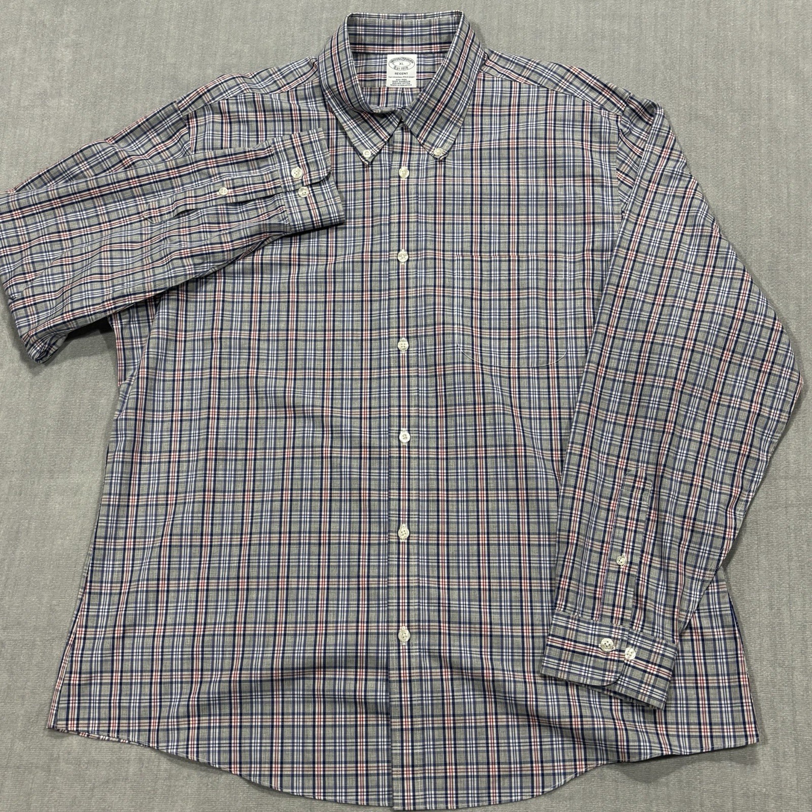 Brooks Brothers Regent Button Down Shirt Mens XL Gray Supima Cotton Non Iron