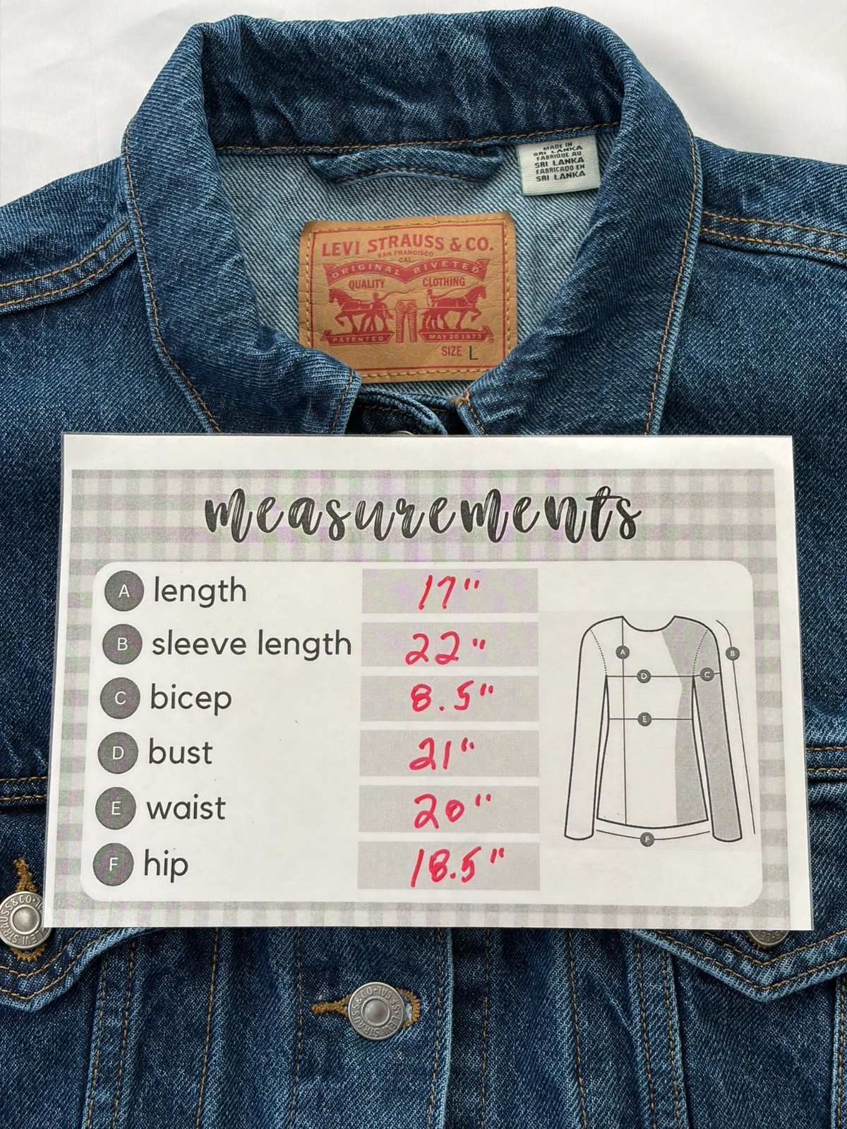 Levi’s Cropped Denim Jacket Womens Large Blue Trucker Jean Jacket Button Front