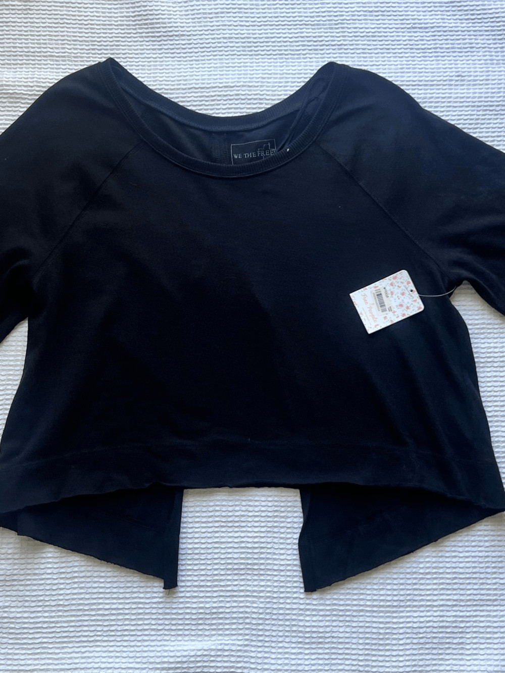 NWT Free People We The Free Black Split Back Oversized Sweatshirt Boho Top Large