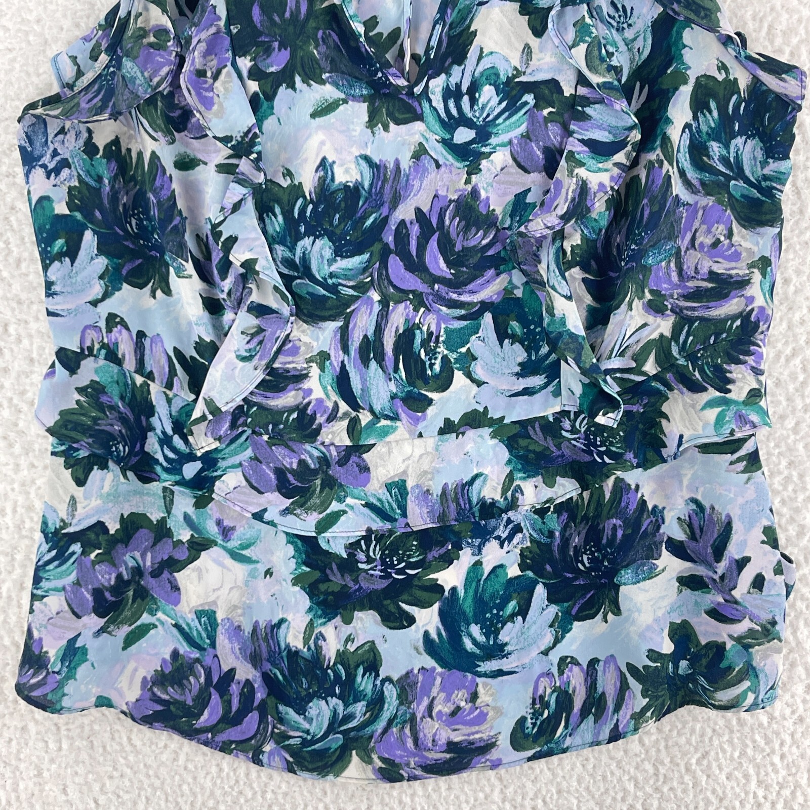 Ava & Viv Floral Flutter Sleeve Shirt Womens Plus 1X V-Neck Short Sleeve Top