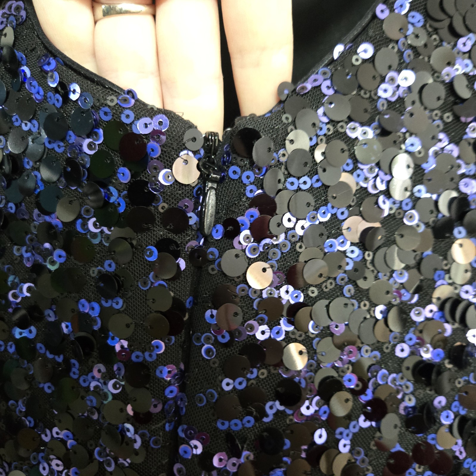 Dress The Population Nathalia Sequin Mini Dress Womens Size Medium Navy Holiday