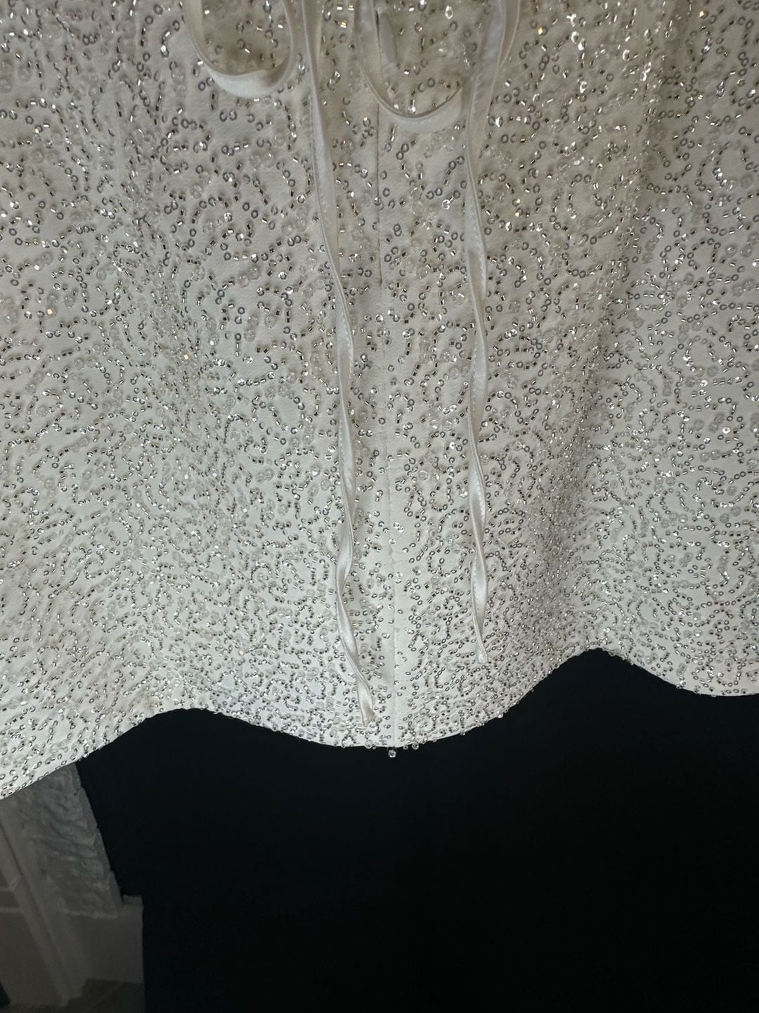 Stunning NWT Babyboo Annabelle Mini Dress Ivory Sparkle Long Sleeve Lace-Up Back
