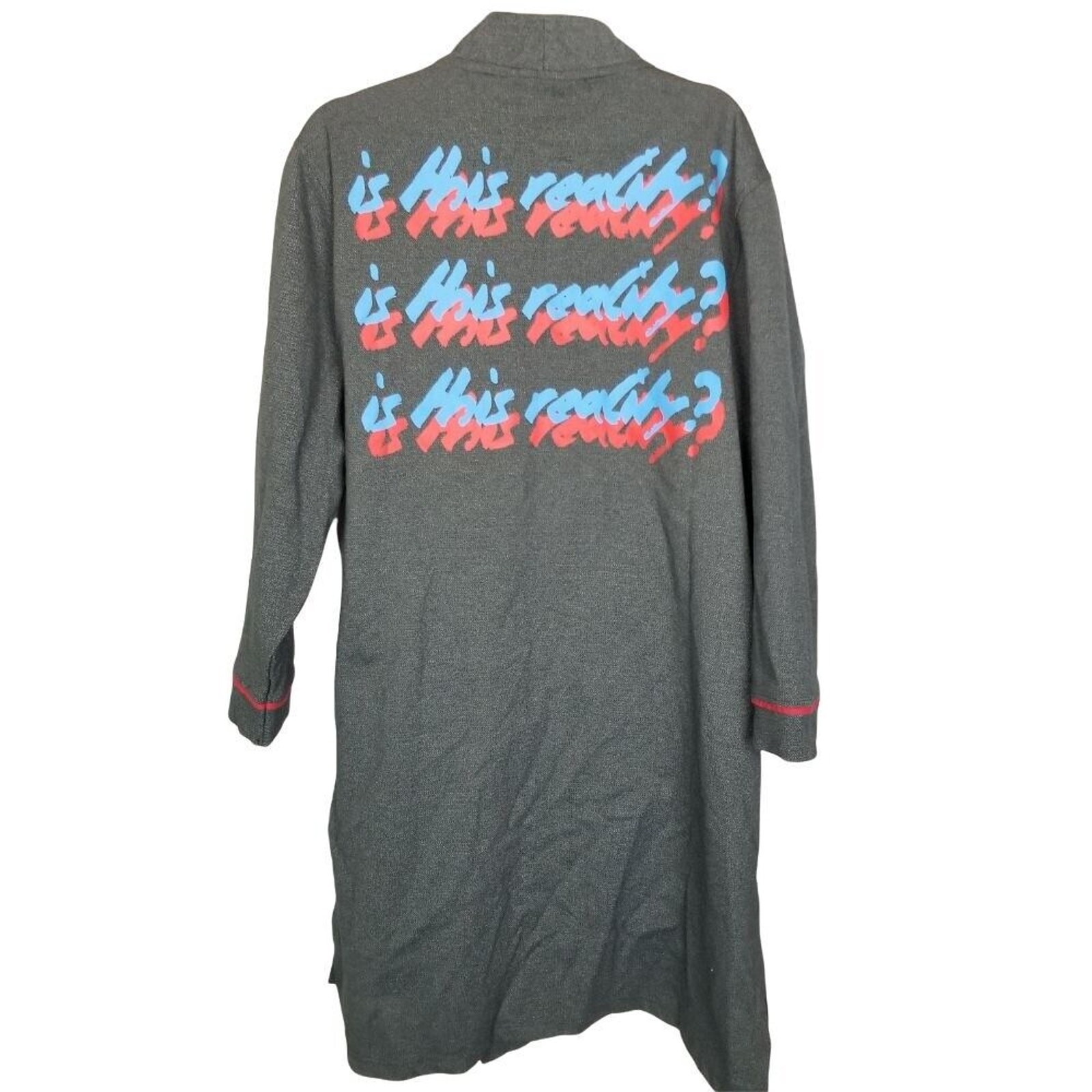 Wezc Long Sleeve Robe Long Bathrobe Unisex L/XL Gray Is This Reality? Bathrobe