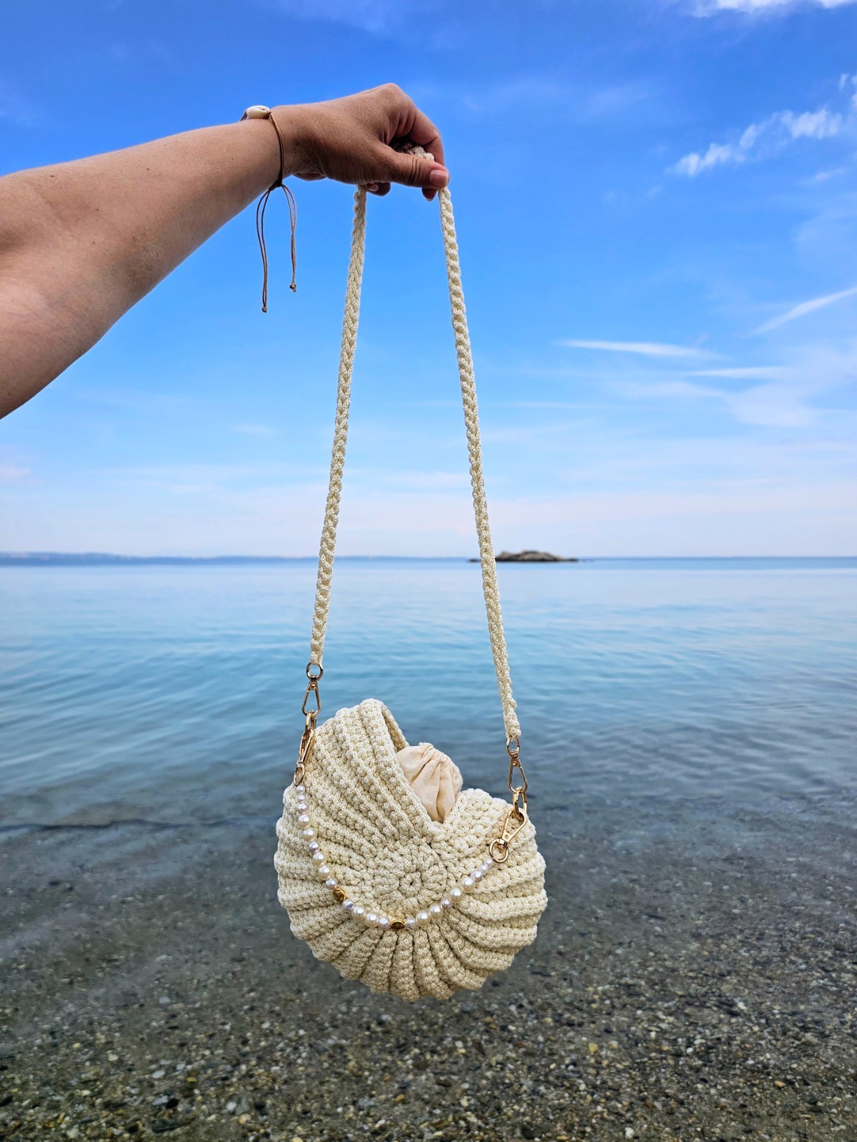 Crochet Shell bag Woman summer shell shape bag Stylish summer accessory