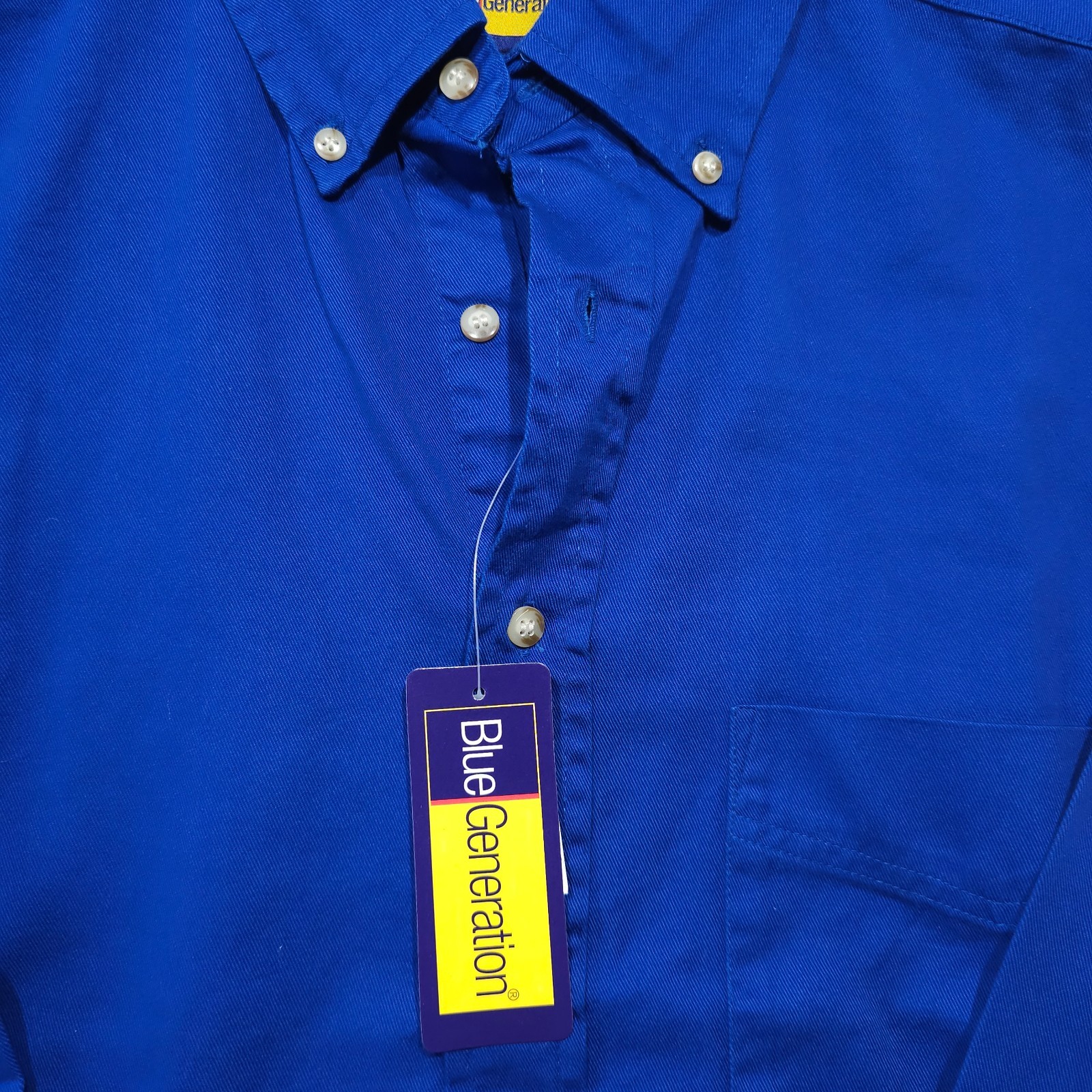 Blue Generation Men’s Long Sleeve 100% Cotton Button Down Collar Shirt. med. NEW