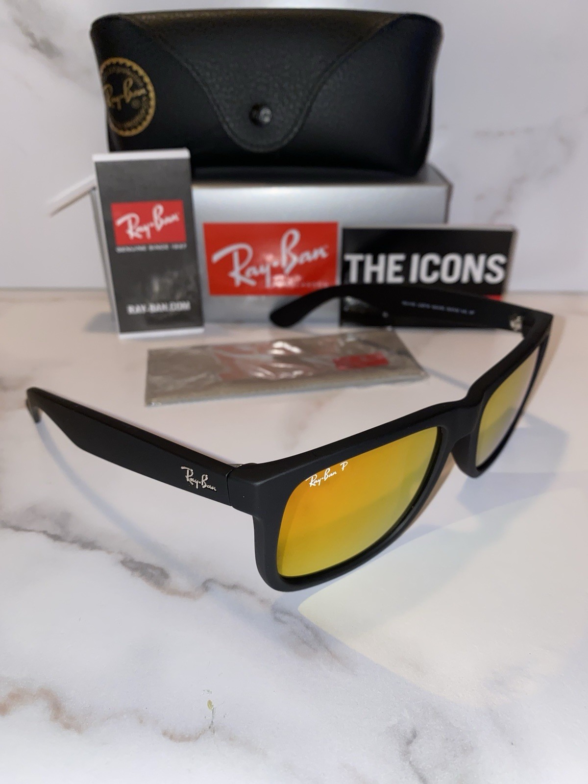 *BRAND NEW* Ray-Ban RB4165 Man Polarized Sunglasses Justin Red Orange Lens UV400