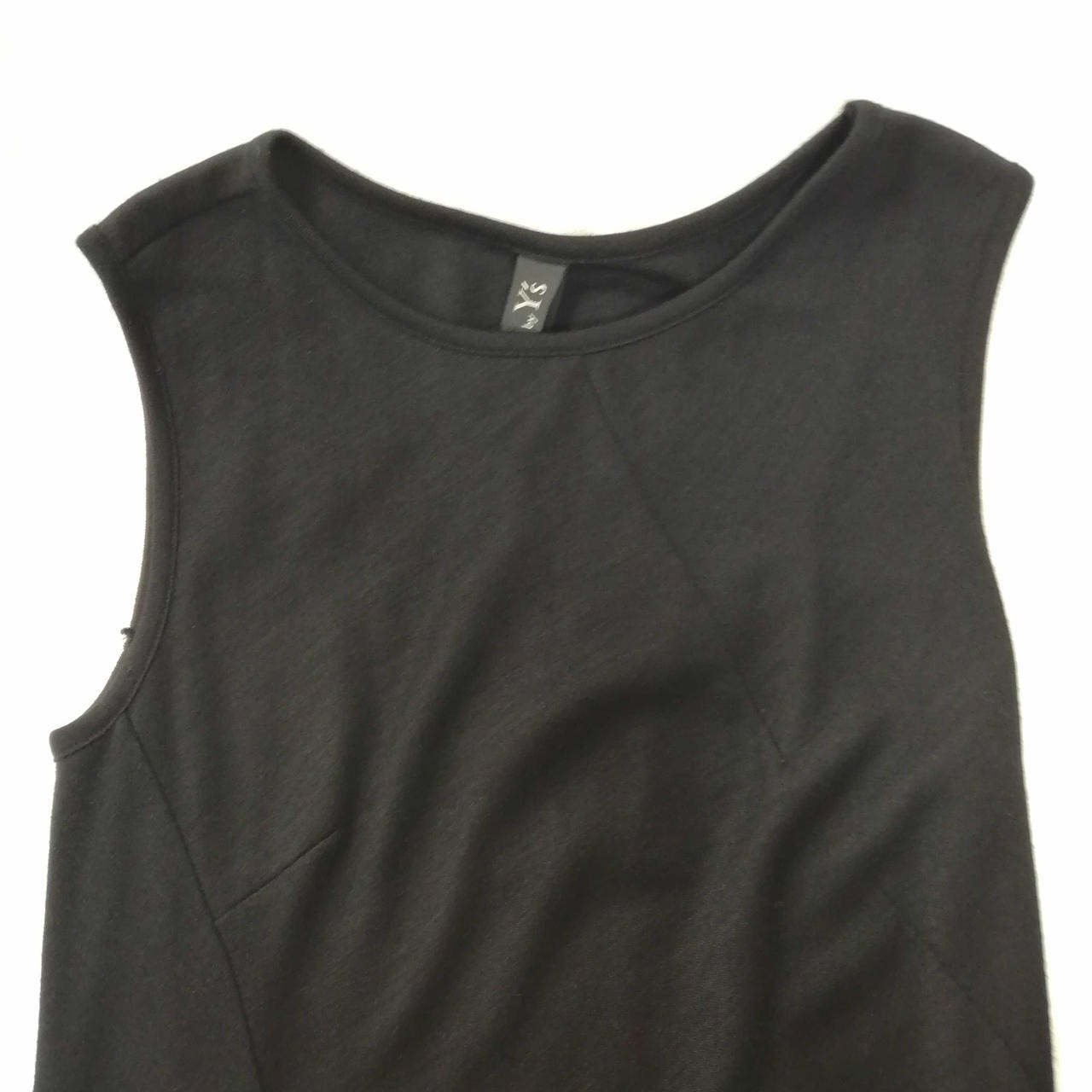 Y’s Wool Dress M Black Unique Asymmetrical Design, Stretch Fabric