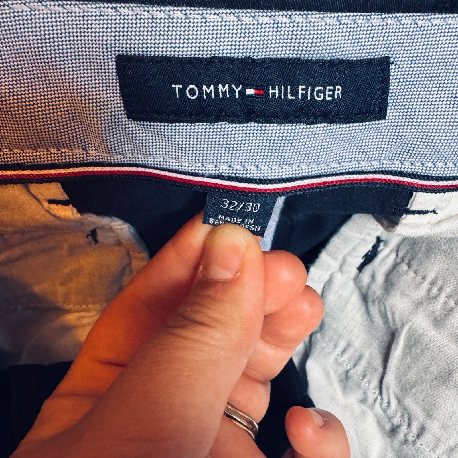 Tommy Hilfiger Men’s Lot Of 2 Chino Pants, Khaki And Blue Both 32w X 30l