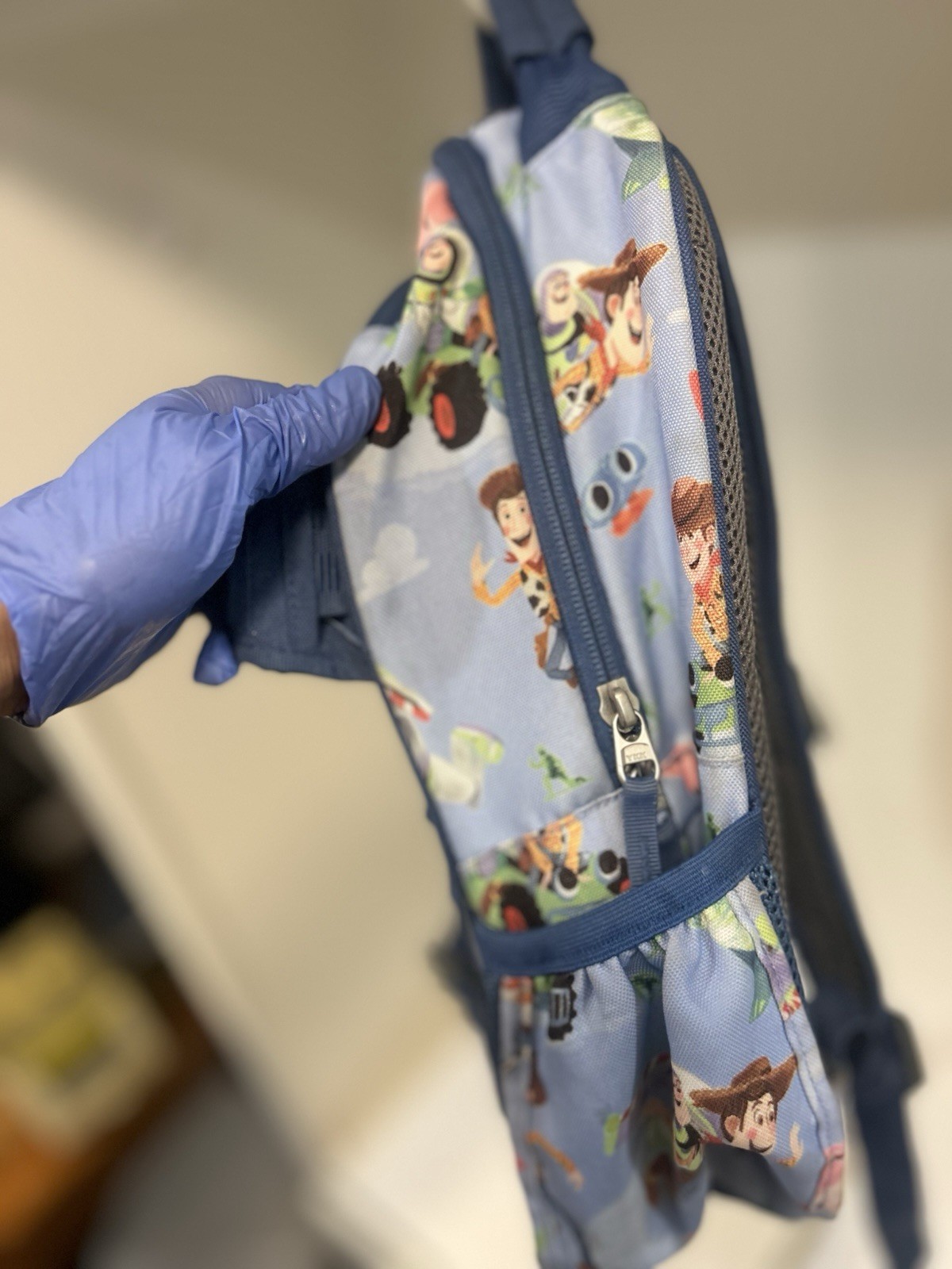 Toy Story Character Print Small Light Blue Polyester Kids Backpack Zip