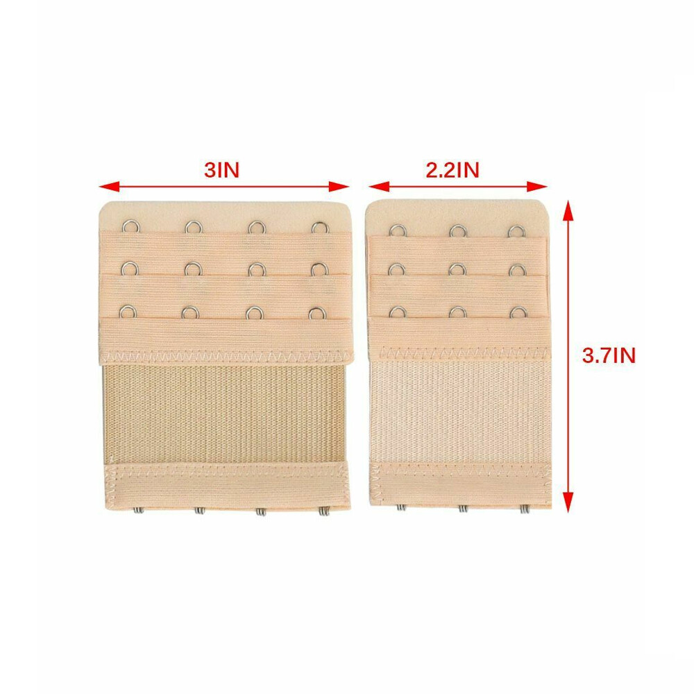 4Pcs Bra Extender 3/4 Hooks with Elastic 3 Rows Underwear Strap Belt Extension