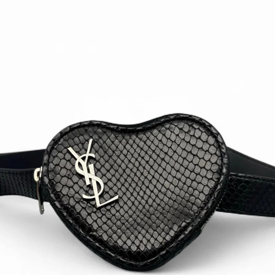 Yves Saint Laurent Waist Belt Bag Black Grey Snakeskin (mx062726a4r)