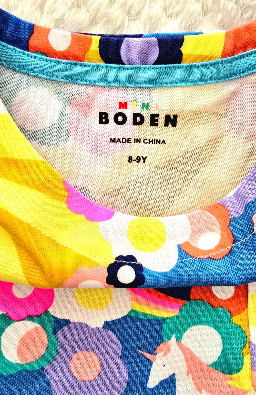 NWOT Mini Boden Fun Jersey -Rainbow Unicorn, Sz 8/9, 9/10, 11/12