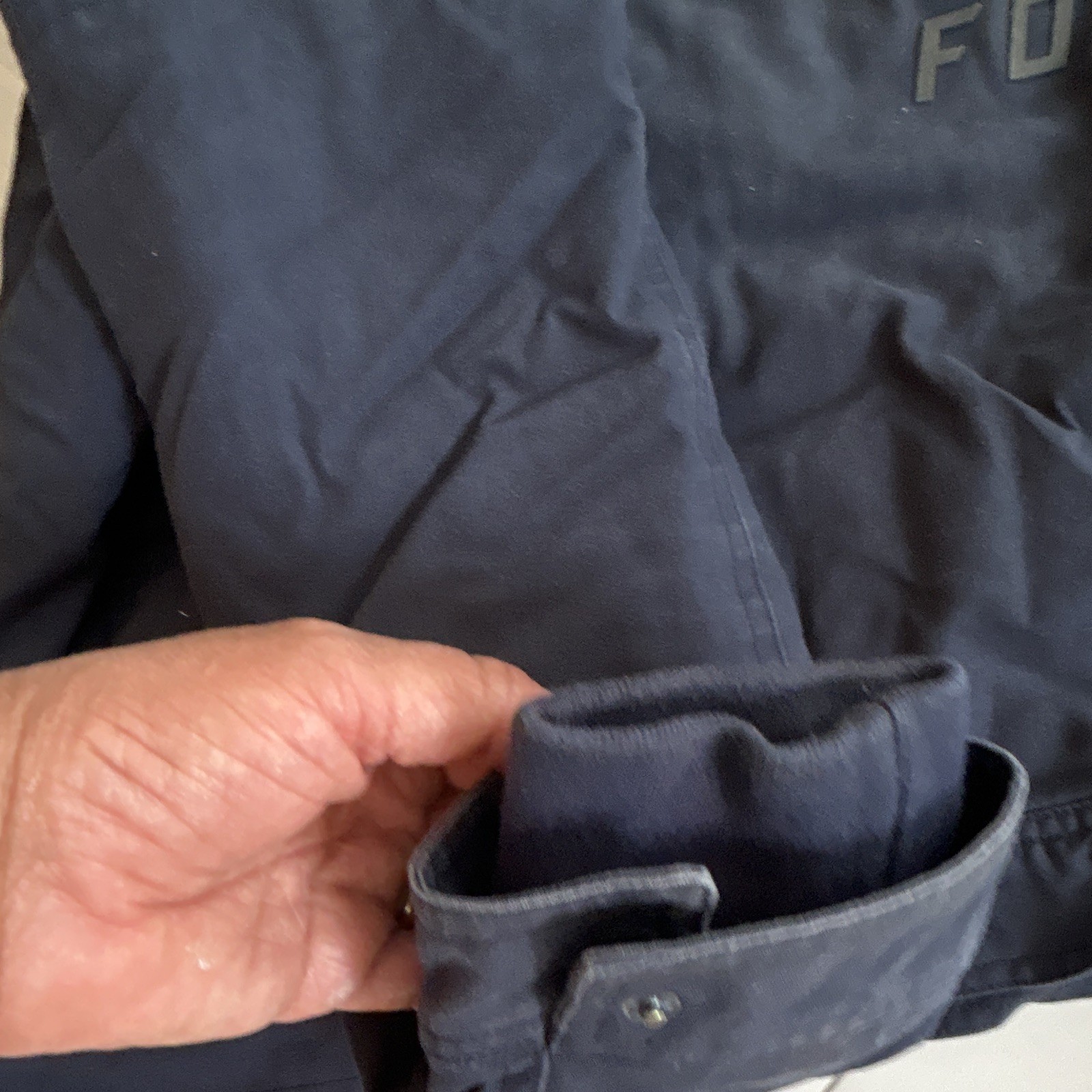 FOX Men’s Blue Hooded Jacket Full Zip Logo Embroidered Size L