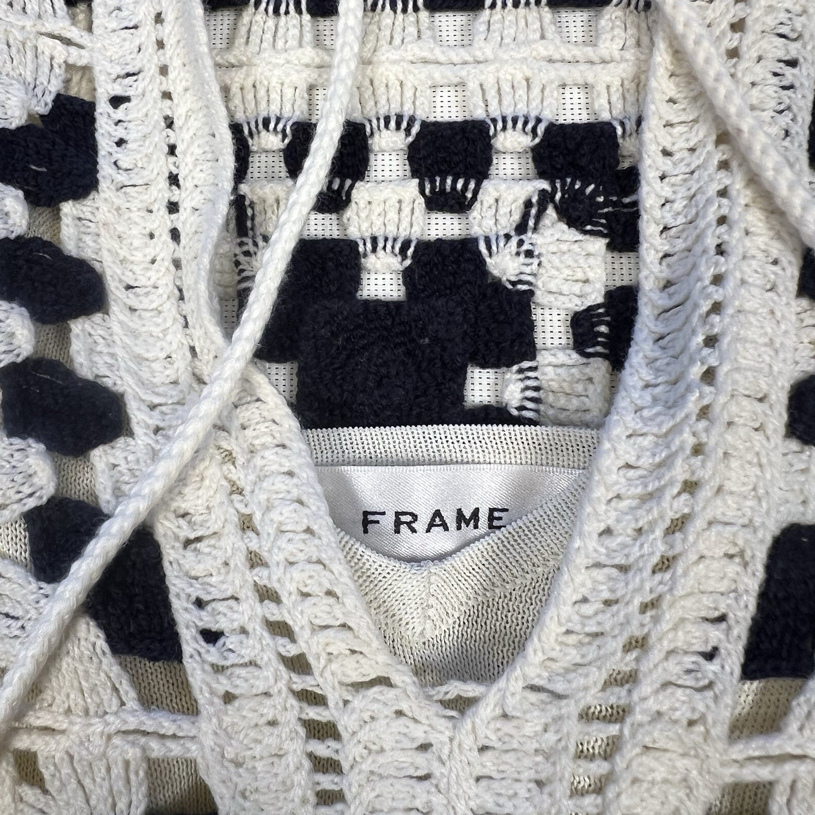 Frame Crochet Pop Over Tassel Mini Dress In Navy Women’s Size X-Small