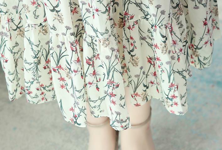 Women’s Floral Print V-Neck 3/4 Sleeve Beach Chiffon Long Maxi Dress Slim New