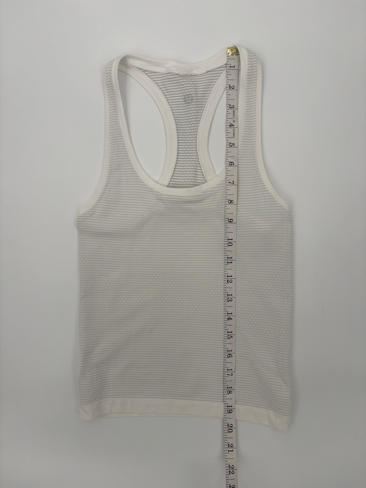 Lululemon White Stripe Swiftly Tech Racerback Tank Top Womens Size Unknown