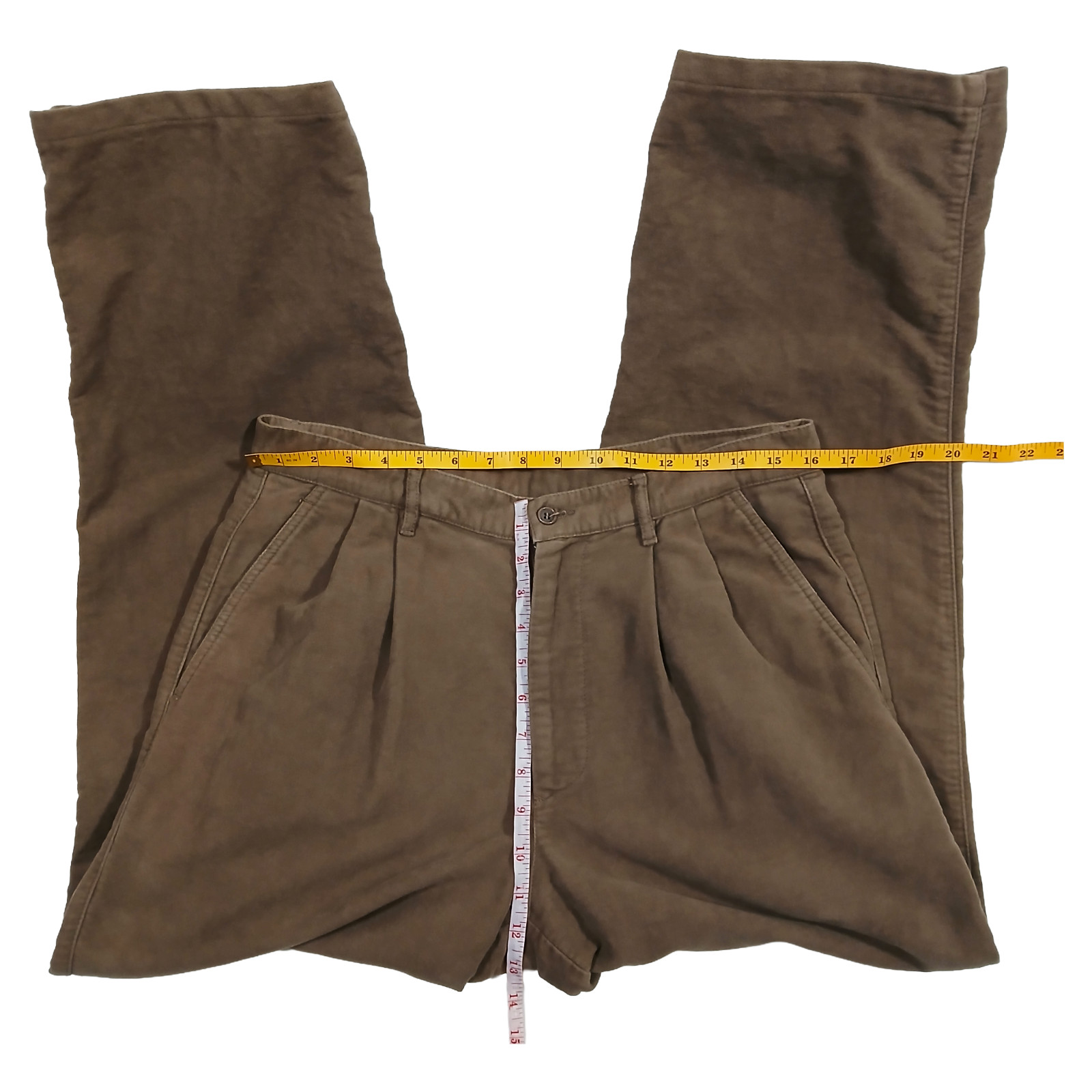 Stefanel Pleated Brushed Cotton Pants Men 50 IT 33×29 Brown Italy Moleskin Style
