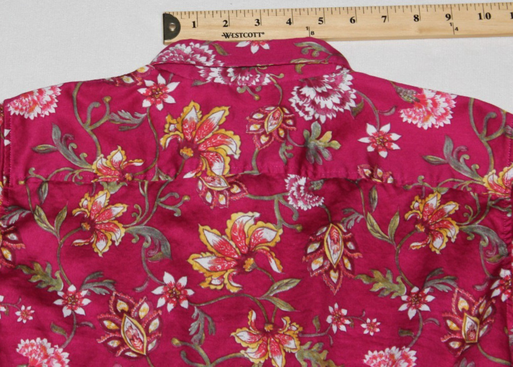 Lauren Ralph Lauren Button Up Blouse Women’s Size M Red Ditsy Floral VTG